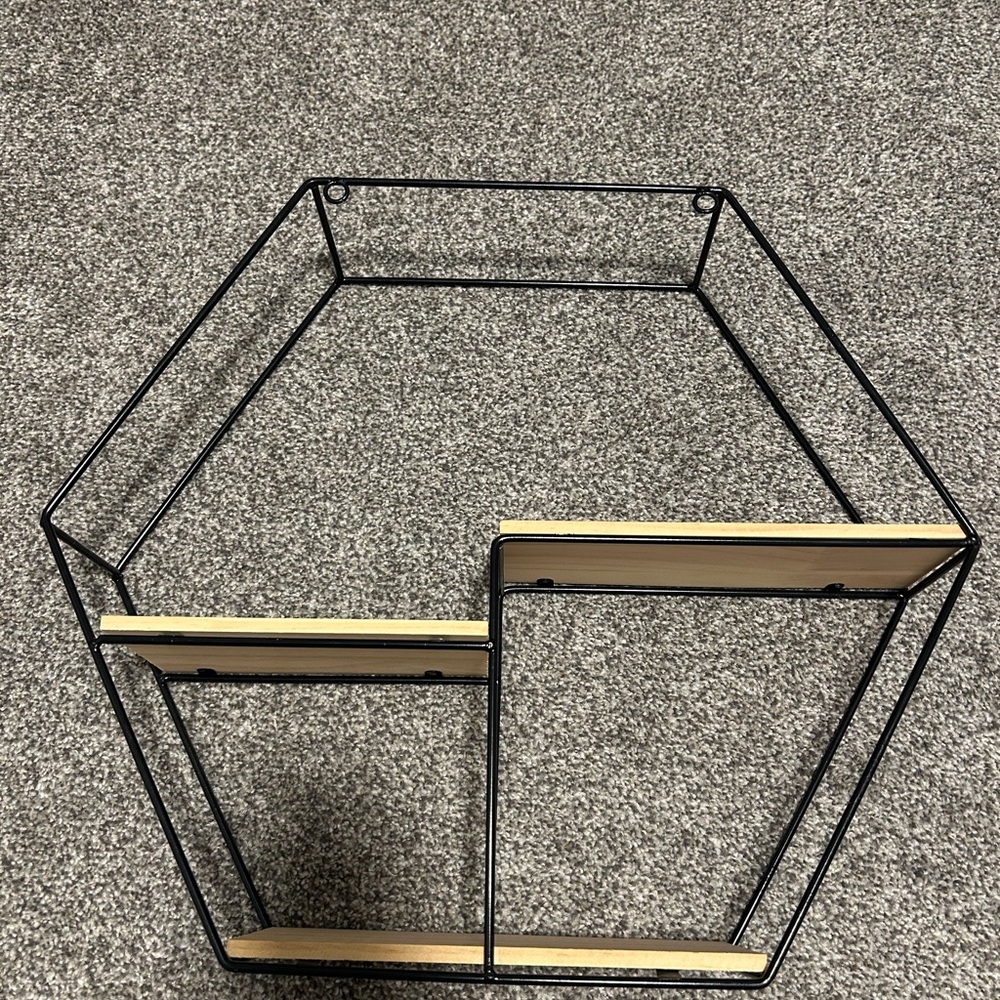 ❤️On sale❤️Black and Brown Hexagonal Wall Shelf